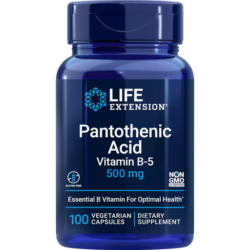 Life Extension Pantothenic Acid (Vitamin B-5) 500 mg - 100 Capsules - Health As It Ought to Be