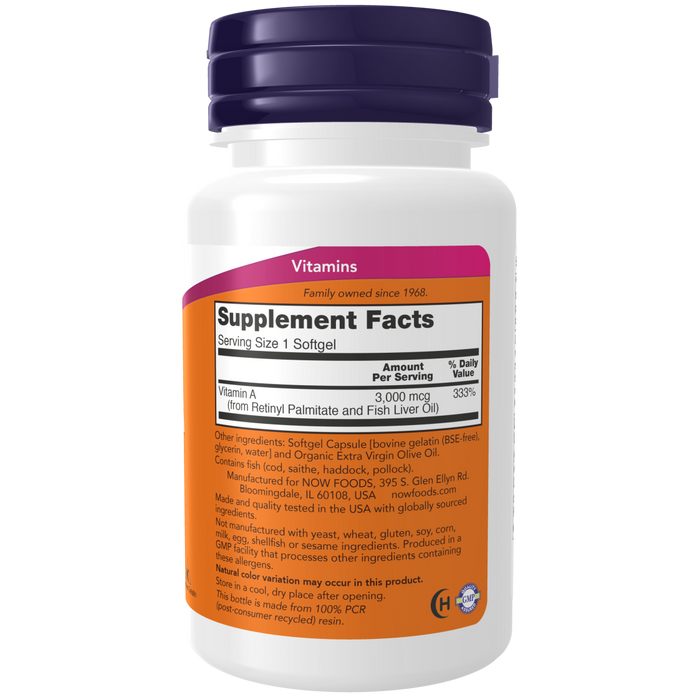 Now Foods Vitamin A 10,000 IUs - 100 Softgels - Health As It Ought to Be