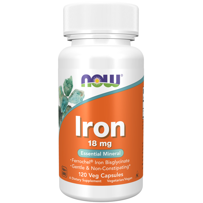 Now Foods Iron 18 mg - 120 Veg Capsules - Health As It Ought to Be