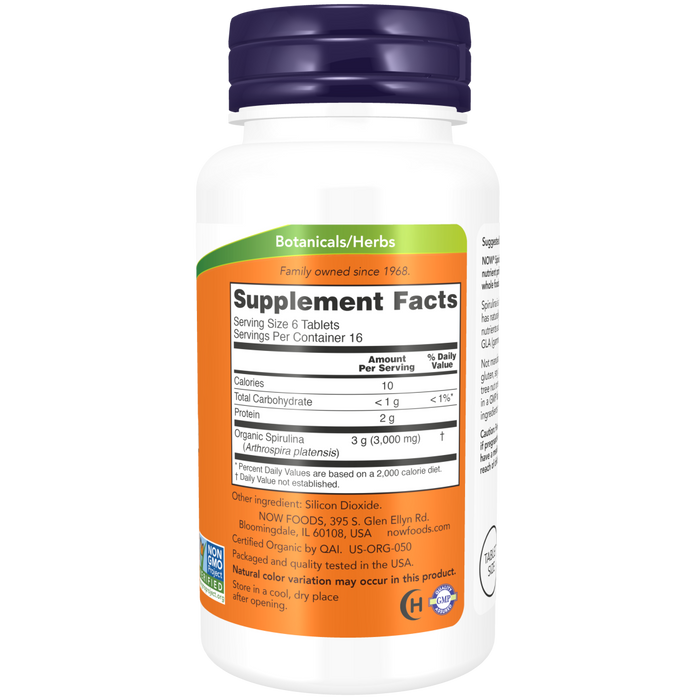 Now Foods Spirulina Organic 500 mg - 100 Tablets - Health As It Ought to Be
