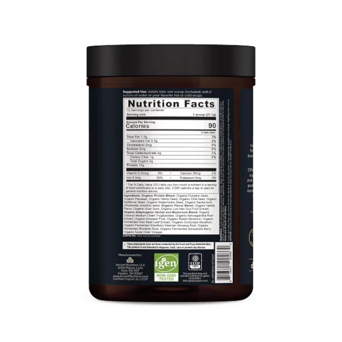 Ancient Nutrition Plant Protein+ Powder, Vanilla 12 Servings - Health As It Ought to Be