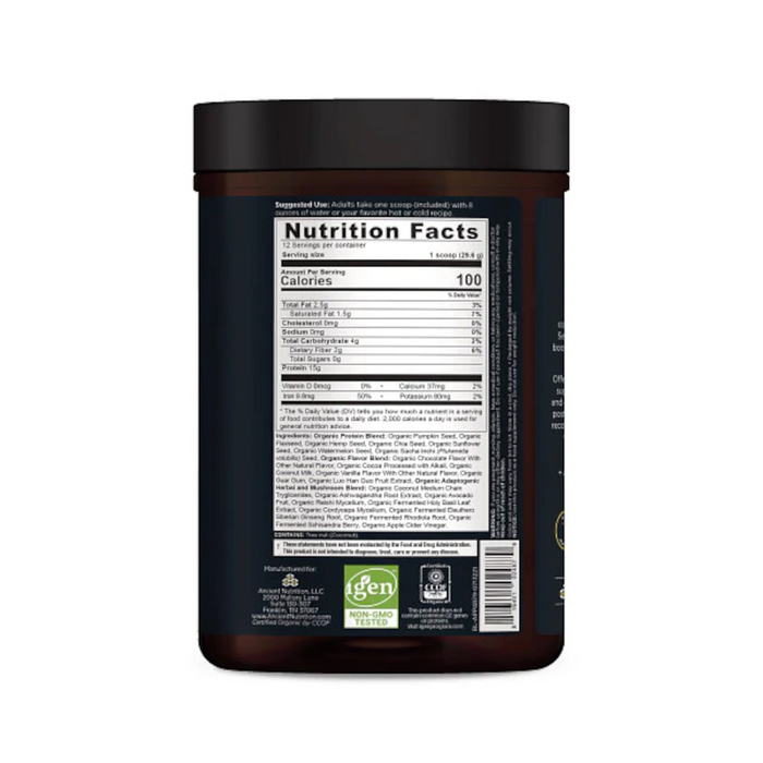 Ancient Nutrition Plant Protein+ Powder, Chocolate - 12 Servings - Health As It Ought to Be