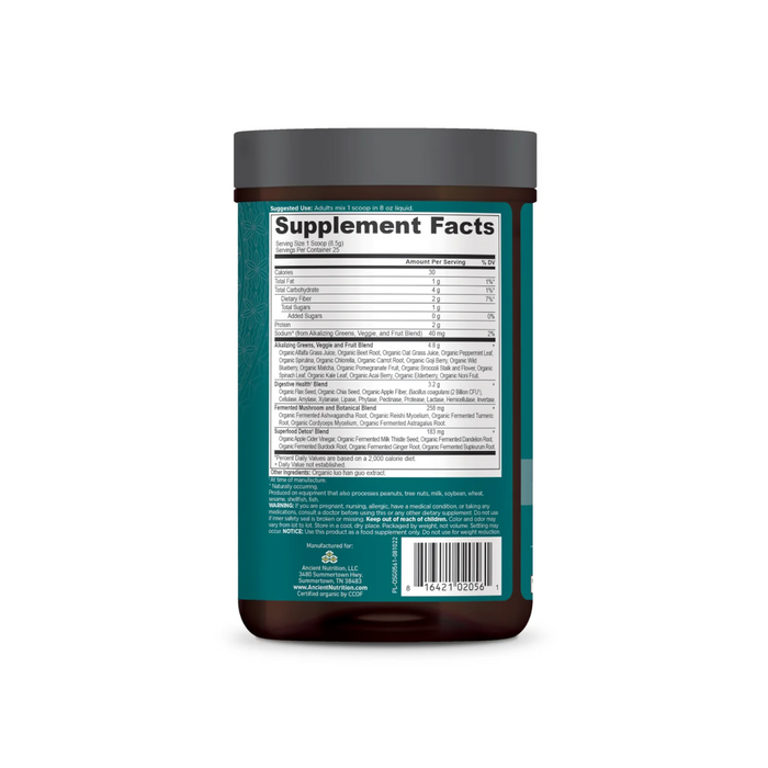 Ancient Nutrition SuperGreens Alkalize & Detox Powder - 25 Servings - Health As It Ought to Be
