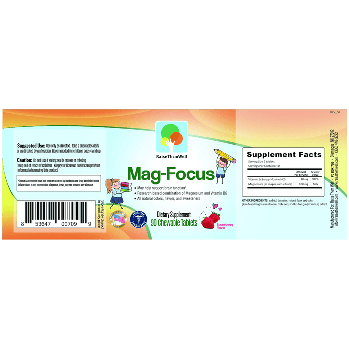 Raise Them Well Mag-Focus - 90 Chewable Tablets - Health As It Ought to Be