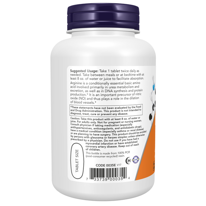 Now Foods L-Arginine Double Strength 1000 mg - 120 Tablets - Health As It Ought to Be