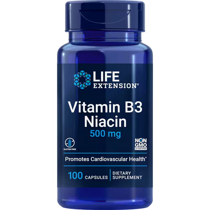 Life Extension Vitamin B3 Niacin 500mg - 100 Capsules