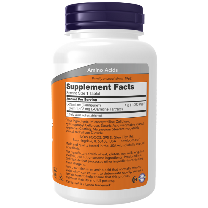 Now Foods L-Carnitine 1000 mg - 50 Tablets - Health As It Ought to Be