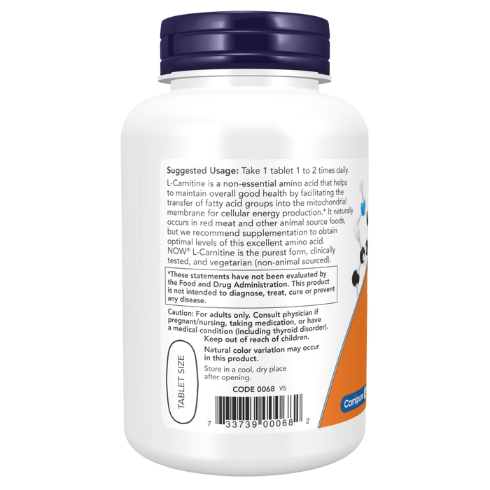 Now Foods L-Carnitine 1000 mg - 100 Tablets - Health As It Ought to Be