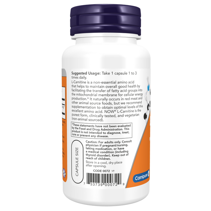 Now Foods L-Carnitine 500 mg - 60 Veg Capsules - Health As It Ought to Be