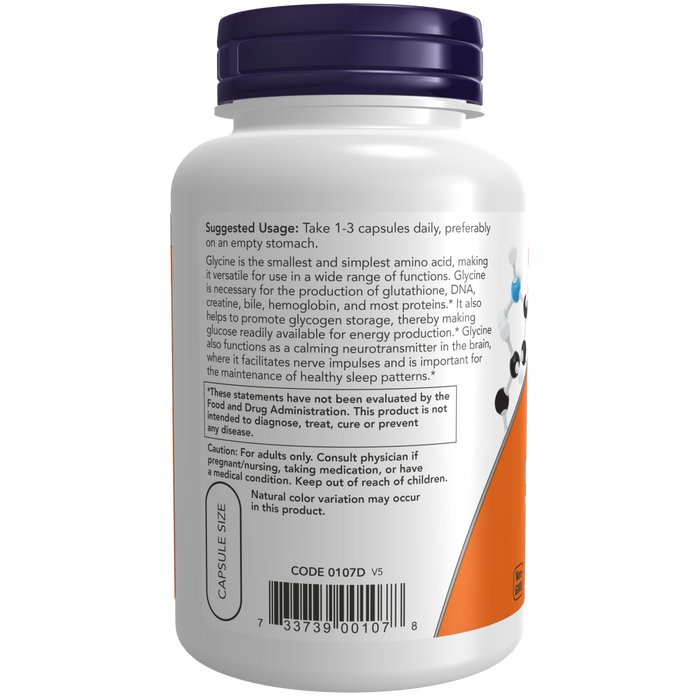 Now Foods Glycine 1000 mg - 100 Veg Capsules - Health As It Ought to Be