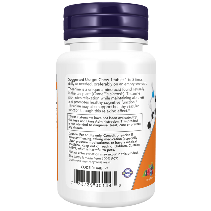 Now Foods L-Theanine 100 mg - 90 Chewables - Health As It Ought to Be