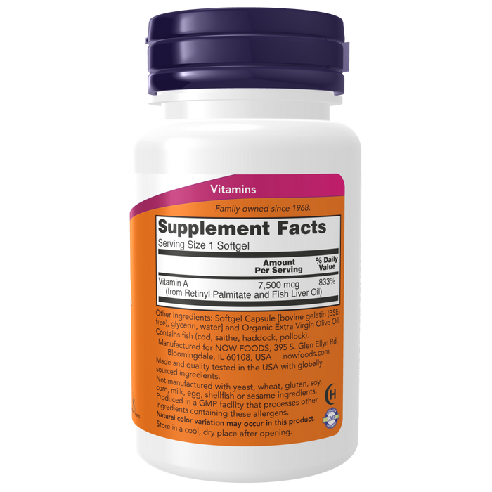 Now Foods Vitamin A 25,000 IU - 100 Softgels - Health As It Ought to Be