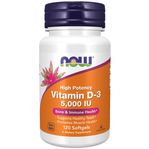 Now Foods Vitamin D-3 5000 IUs - 120 Softgels - Health As It Ought to Be