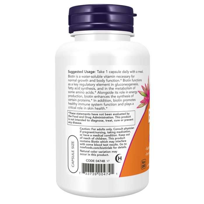 Now Foods Biotin 5000 mcg - 120 Veg Capsules - Health As It Ought to Be