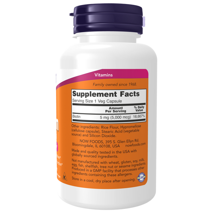 Now Foods Biotin 5000 mcg - 120 Veg Capsules - Health As It Ought to Be