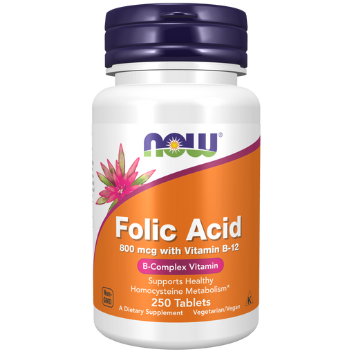 Now Foods Folic Acid 800 mcg with Vitamin B-12 - 250 Tablets - Health As It Ought to Be