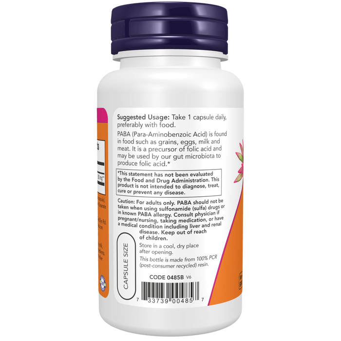 Now Foods PABA 500 mg - 100 Veg Capsules