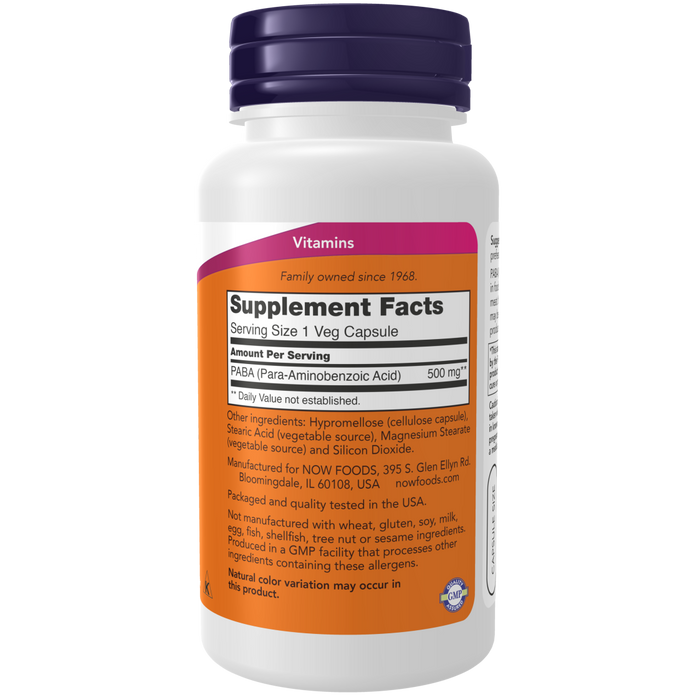 Now Foods PABA 500 mg - 100 Veg Capsules