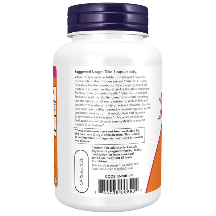 Now Foods Vitamin C 1000 mg - 100 Capsules - Health As It Ought to Be