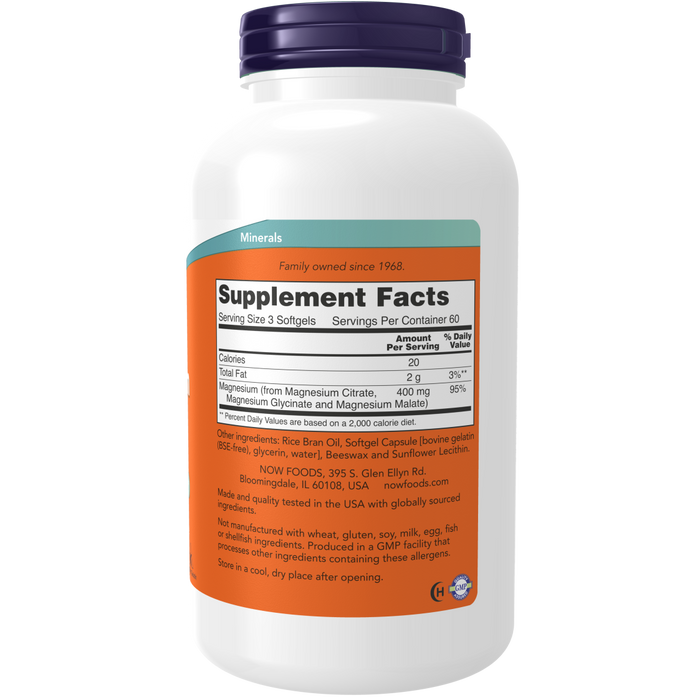Now Foods Magnesium Citrate 400 mg - 180 Softgels - Health As It Ought to Be
