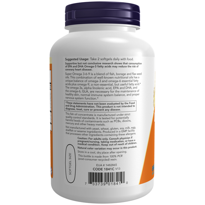 Now Foods Super Omega 3-6-9 1200 mg - 180 Softgels - Health As It Ought to Be
