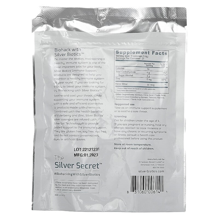 Silver Biotics Silver Lozenges, Elderberry Zinc - 21 Lozenges - Health As It Ought to Be