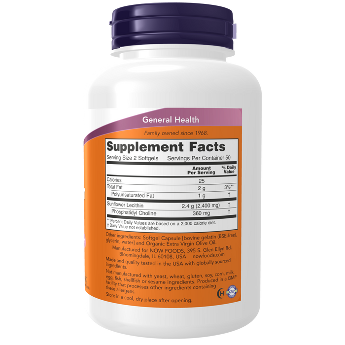 Now Foods Sunflower Lecithin 1200 mg - 100 Softgels - Health As It Ought to Be