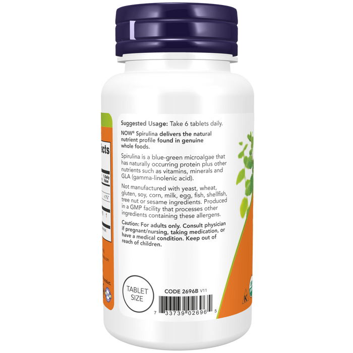 Now Foods Spirulina Organic 500 mg - 100 Tablets - Health As It Ought to Be