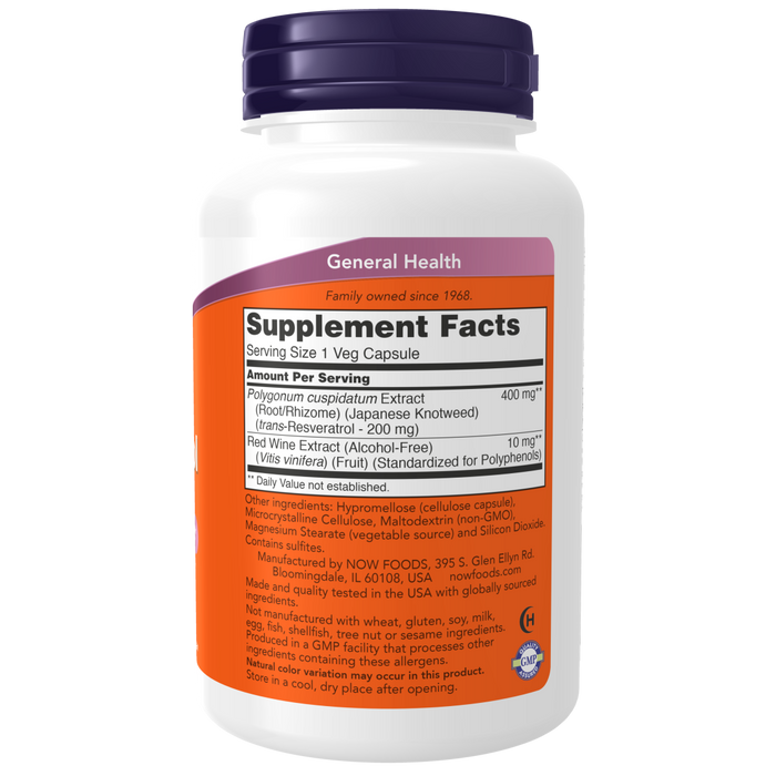 Now Foods Resveratrol 200 mg - 120 Veg Capsules - Health As It Ought to Be