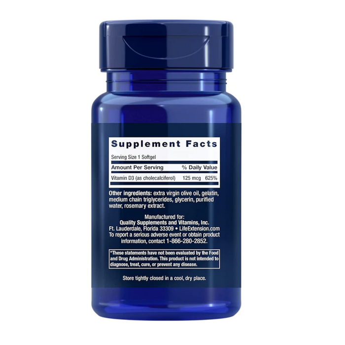 Life Extension Vitamin D 5000 IU - 60 Softgels - Health As It Ought to Be