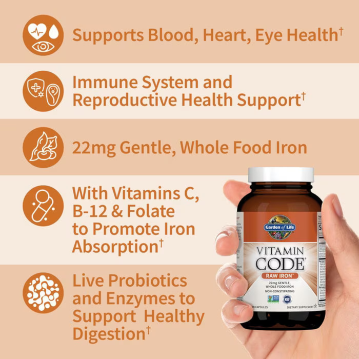 Garden of Life Vitamin Code® RAW Iron - 30 Vegan Capsules