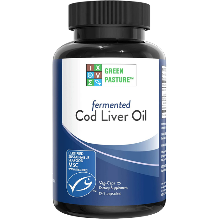 Green Pasture Fermented Cod Liver Oil Plain - 120 Capsules - Health As It Ought to Be