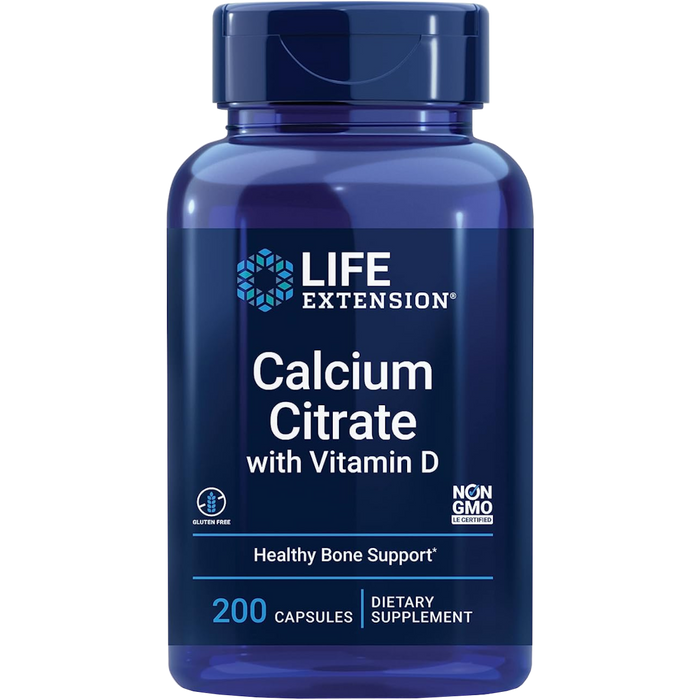Life Extension Calcium Citrate with Vitamin D - 200 Capsules - Health As It Ought to Be