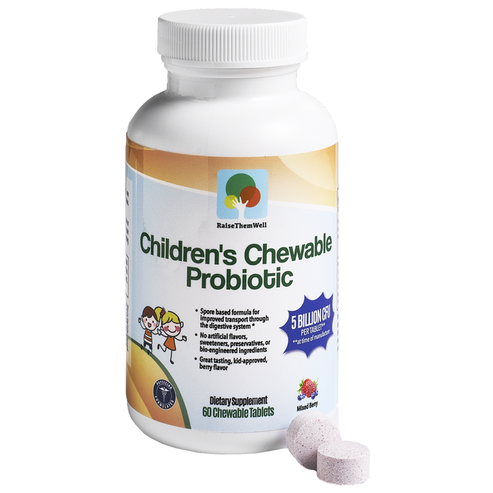 Raise Them Well Children's Chewable Probiotic: Support Immune and Digestive Health Naturally 60 Chewable Tablets