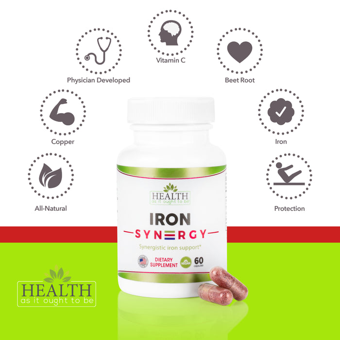 HAIOTB Iron Syn3rgy (Iron, Copper, Beet Root, Vitamin C) - 60 capsules - Health As It Ought to Be
