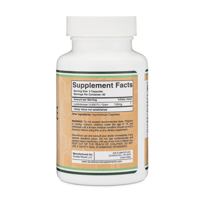 Double Wood Supplements Lumbrokinase - 120 Capsules