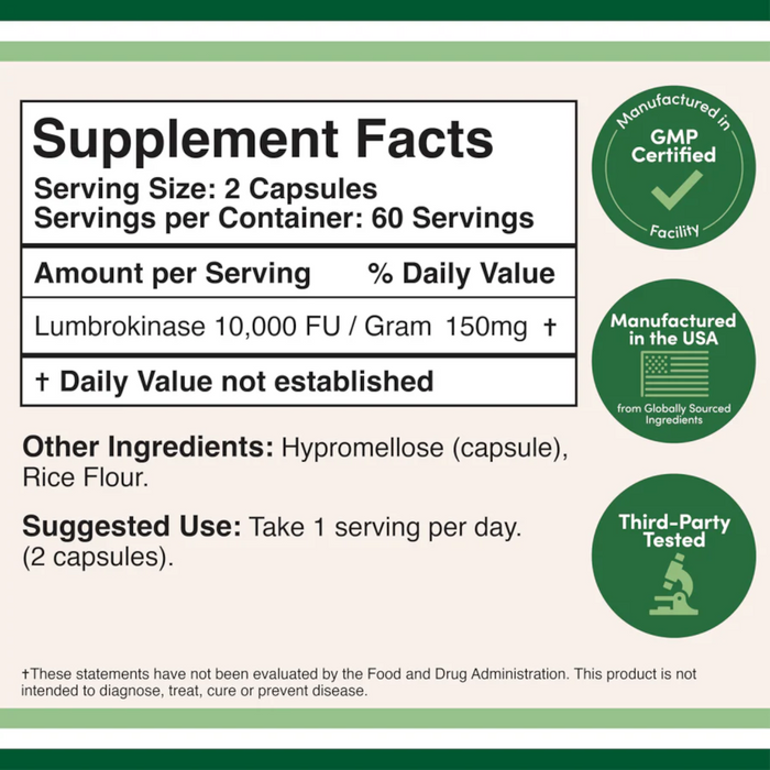 Double Wood Supplements Lumbrokinase - 120 Capsules