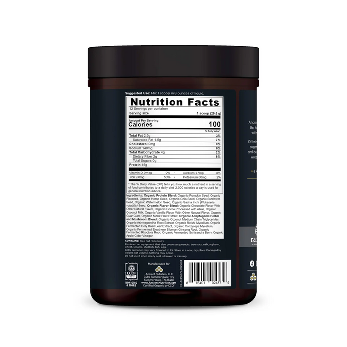 Ancient Nutrition Plant Protein+ Powder, Chocolate - 12 Servings