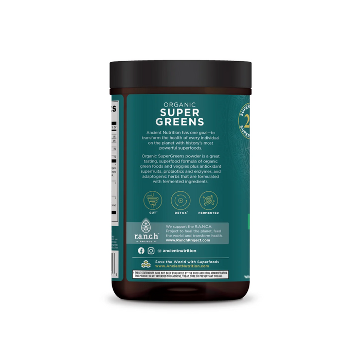 Ancient Nutrition Organic SuperGreens Powder Greens Flavor - 25 Servings