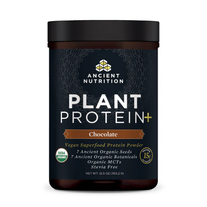 Ancient Nutrition Plant Protein+ Powder, Chocolate - 12 Servings