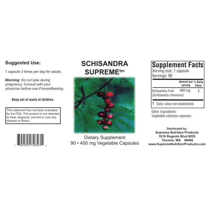 Supreme Nutrition Schisandra 500 mg - 90 Vegetable Capsules