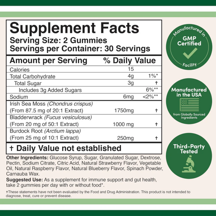 Double Wood Supplements Irish Sea Moss Gummies - 60 Gummies