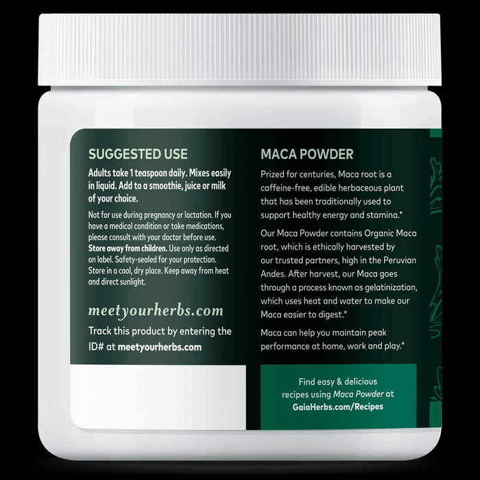 Gaia Herbs Gelatinized Vegan Organic Maca Powder - 8 oz. - Health As It Ought to Be