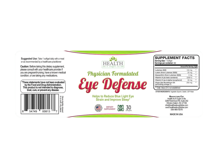HAIOTB Eye Defense - 30 Softgels - Health As It Ought to Be