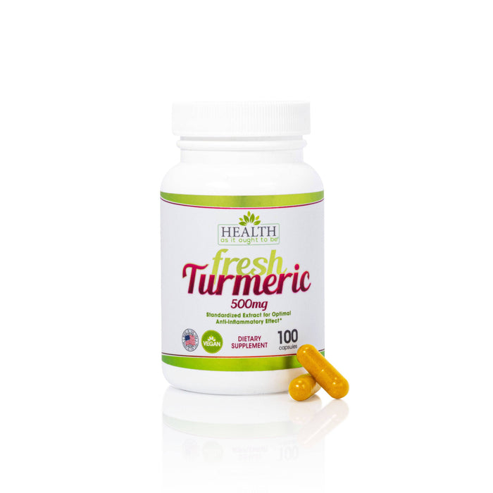 HAIOTB Fresh Turmeric 500 mg - 100 Capsules - Health As It Ought to Be