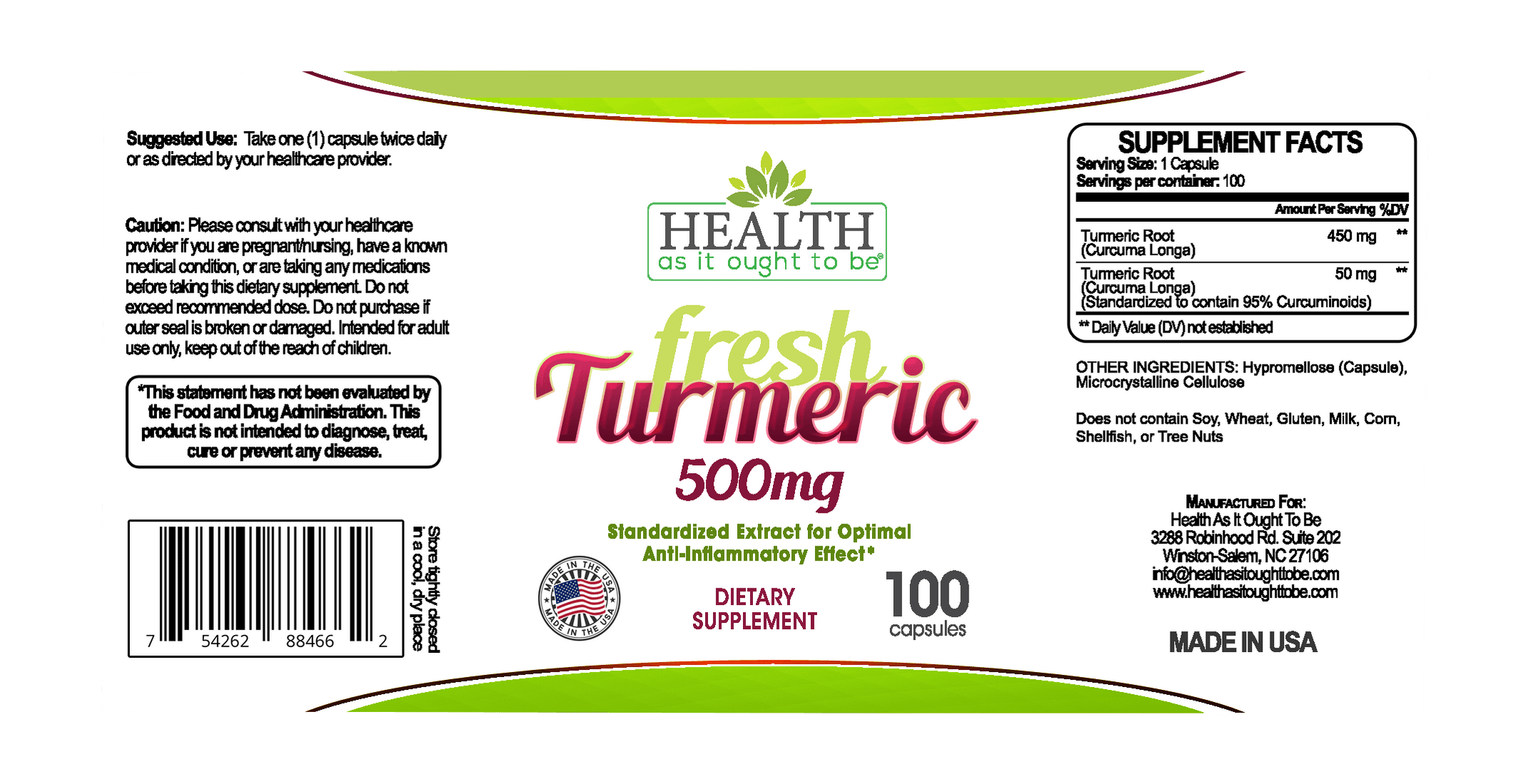 HAIOTB Fresh Turmeric 500 mg - 100 Capsules | RIH/HAIOTB Stores