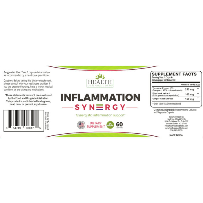 HAIOTB Inflammation Syn3rgy (Turmeric, Pine Bark, Ginger Root) - 60 Capsules - Health As It Ought to Be