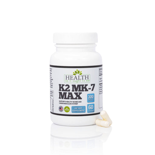 HAIOTB REFORMULATED High Dose Vitamin K2 MK7 MAX 300 mcg - 60 Vegan Capsules - Health As It Ought to Be