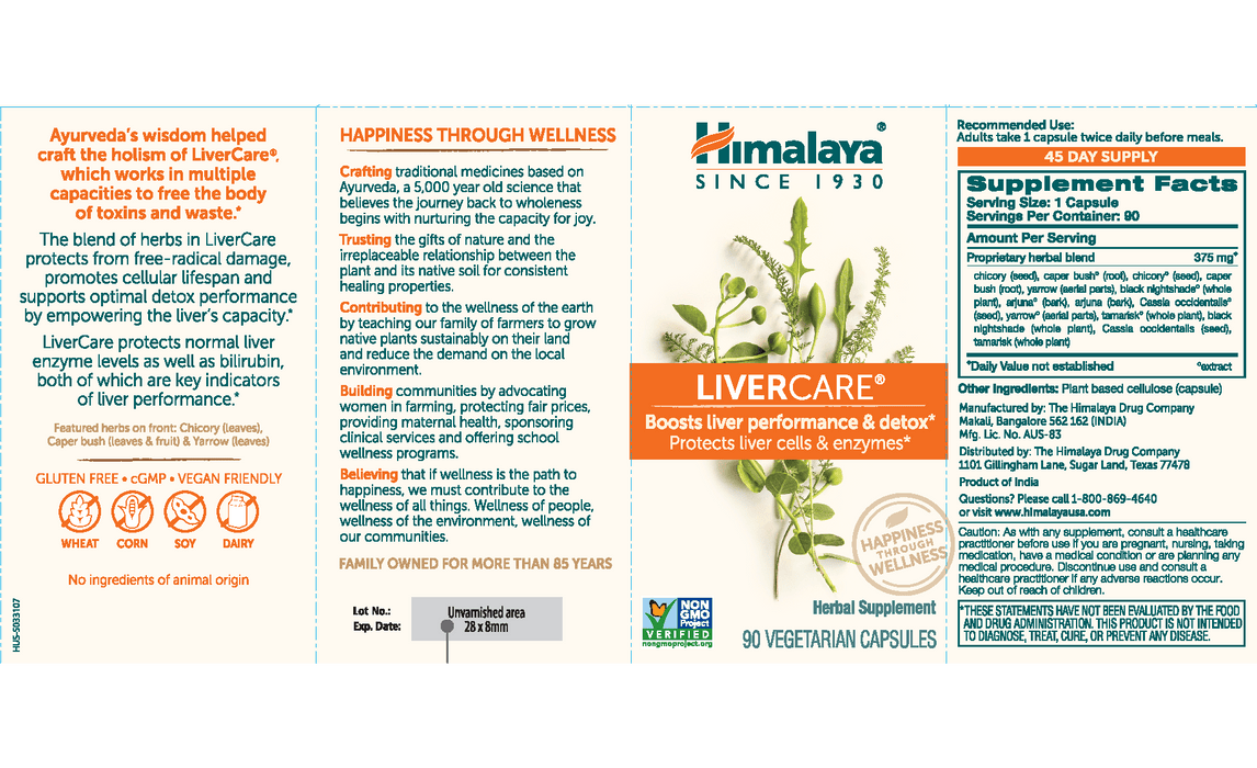 Himalaya Herbal Healthcare LiverCare 375 mg - 90 Vegetarian Capsules - Health As It Ought to Be