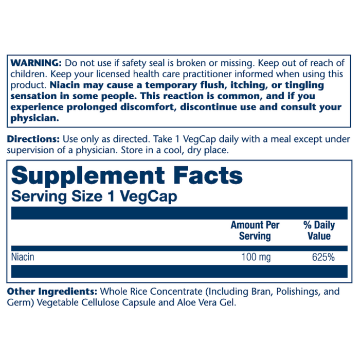 Solaray Niacin 100 mg - 100 Veg Caps - Health As It Ought to Be